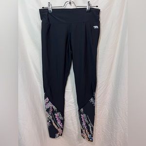 Running Bare Black with multicolor pattern athleisure leggings